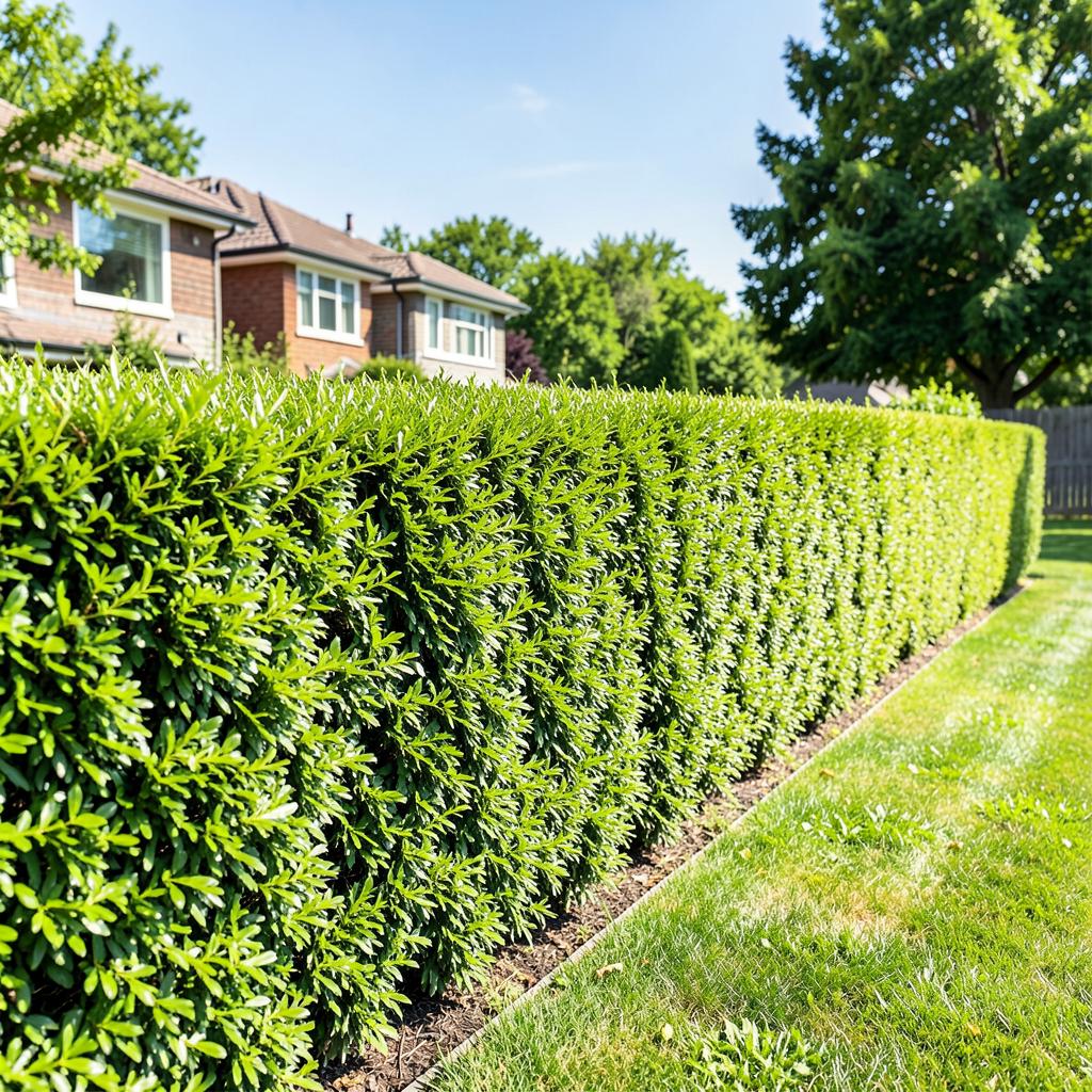 Haie de cèdres taillée avec précision le long d'un terrain